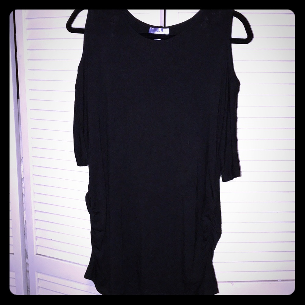 Black Cold Shoulder Maternity Top